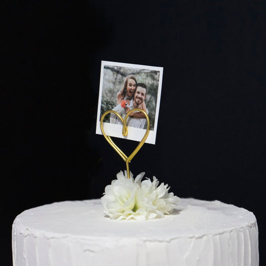 Wire Heart Photo Holder Cake Topper – Personalized Wedding Decor