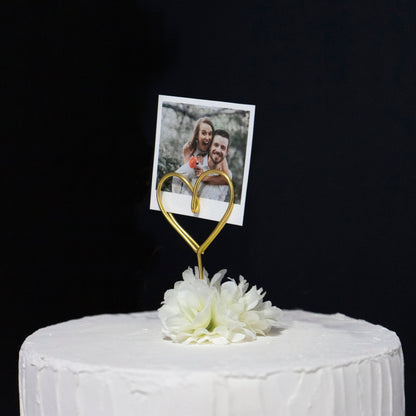 Wire Heart Photo Holder Cake Topper – Personalized Wedding Decor