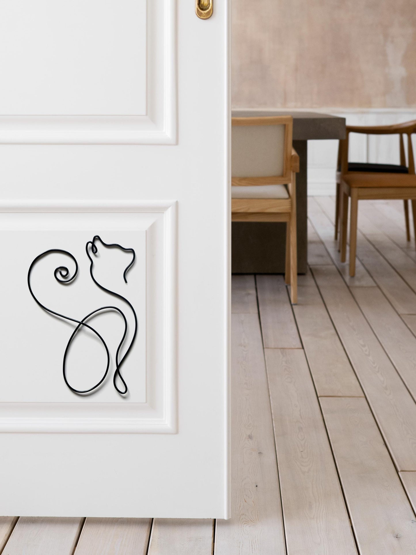 Cat Silhouette Wire Wall Art – Handmade Minimalist Aluminum Home Decor – Gift for Cat Lovers
