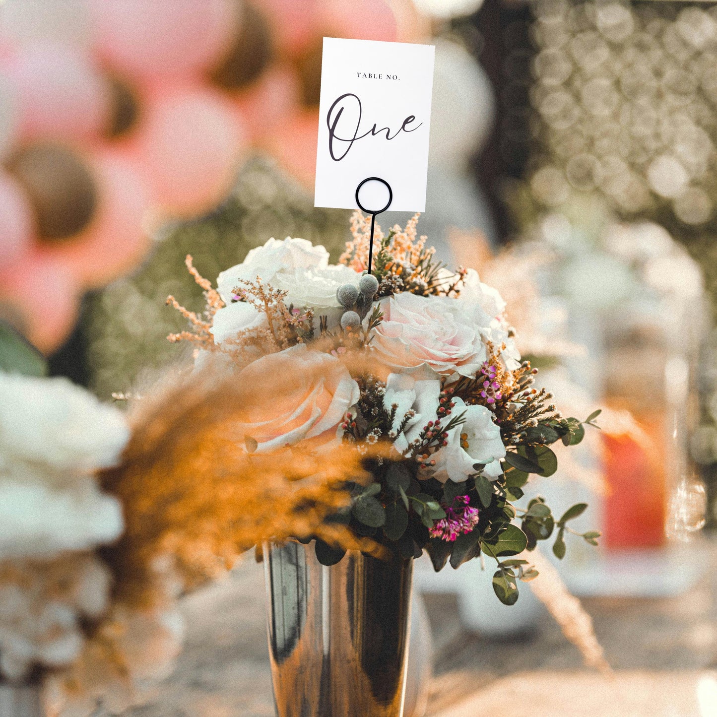 Minimalist Wire Table Number Holder on Stick – Modern Wedding Table Decor