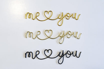 “Me ♥ You” Wire Wall Art – Handmade Romantic Home Decor – Minimalist Aluminum Love Sign Gift
