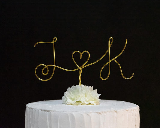 Custom Couple Initials Cake Topper – Handmade Wire Wedding, Engagement & Anniversary Decoration – Romantic Keepsake Gift