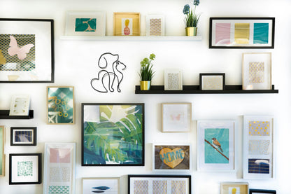 Cat & Dog Silhouette Wire Wall Art – Minimalist Pet Decor for Home & Gift