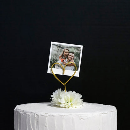 Wire Heart Photo Holder Cake Topper – Personalized Wedding Decor