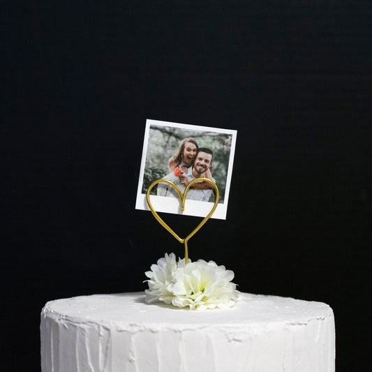 Wire Heart Photo Holder Cake Topper – Personalized Wedding Decor