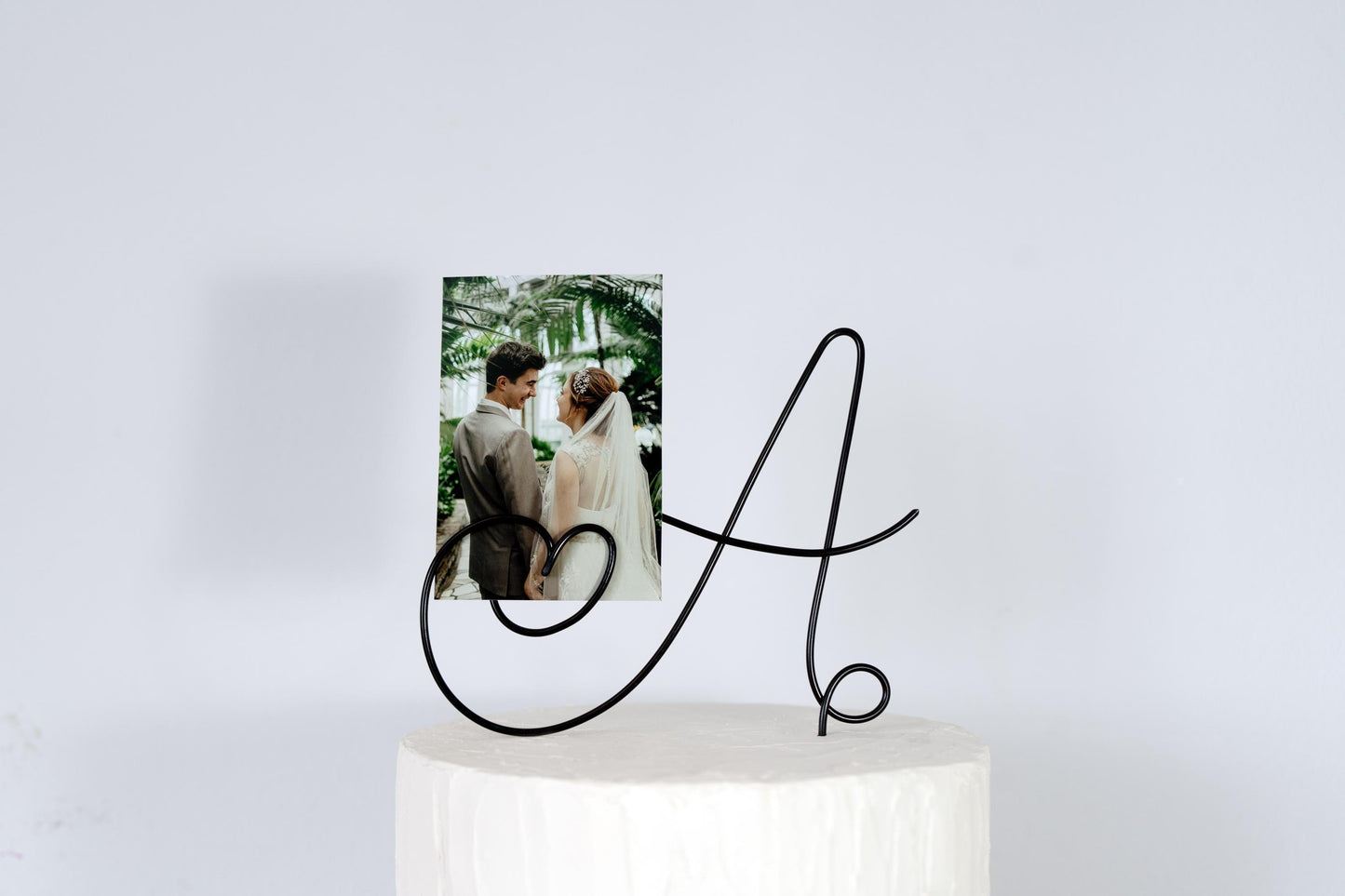 Custom Initial Cake Topper with Photo Holder – Handmade Wire