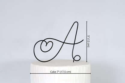 Custom Initial Cake Topper with Photo Holder – Handmade Wire