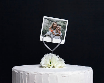 Wire Heart Photo Holder Cake Topper – Personalized Wedding Decor