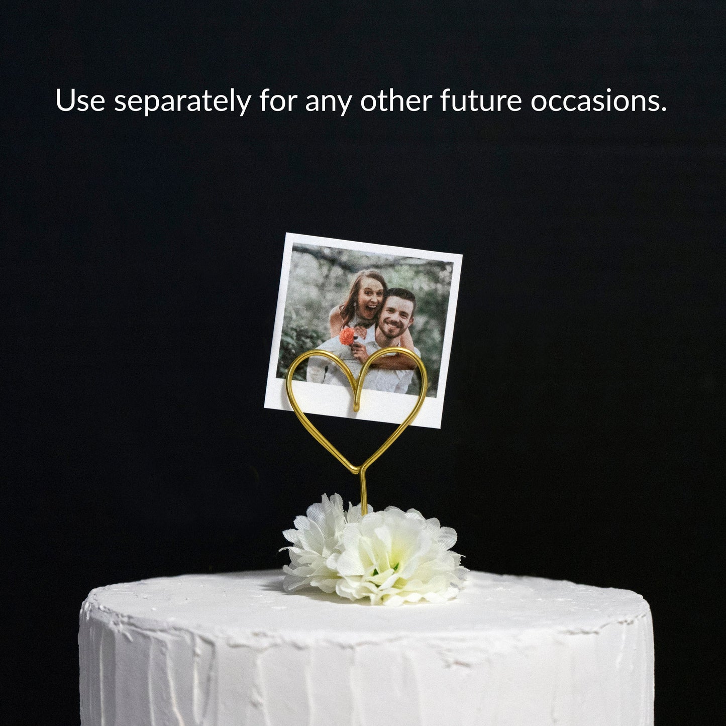 Custom Couple Initials Cake Topper with Heart Photo Holder – Personalized Wire Wedding Topper