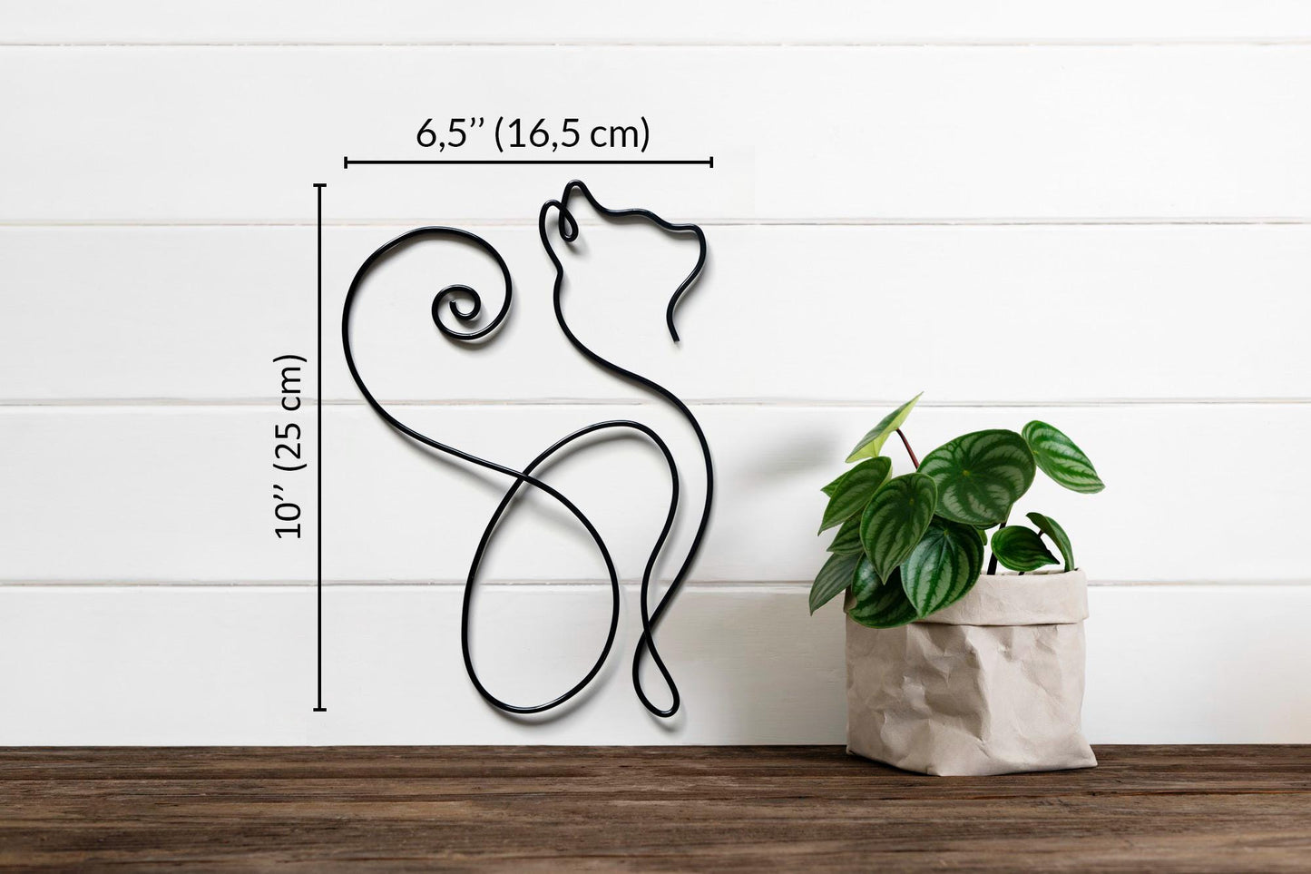 Cat Silhouette Wire Wall Art – Handmade Minimalist Aluminum Home Decor – Gift for Cat Lovers