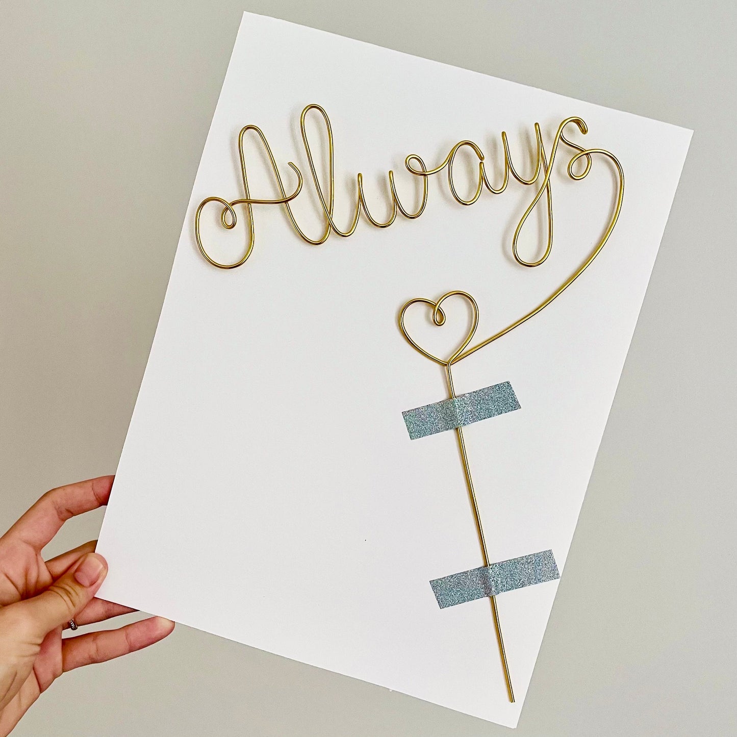 “Always” Wire Cake Topper – Handmade Wedding Cake Decoration – Romantic Heart Keepsake
