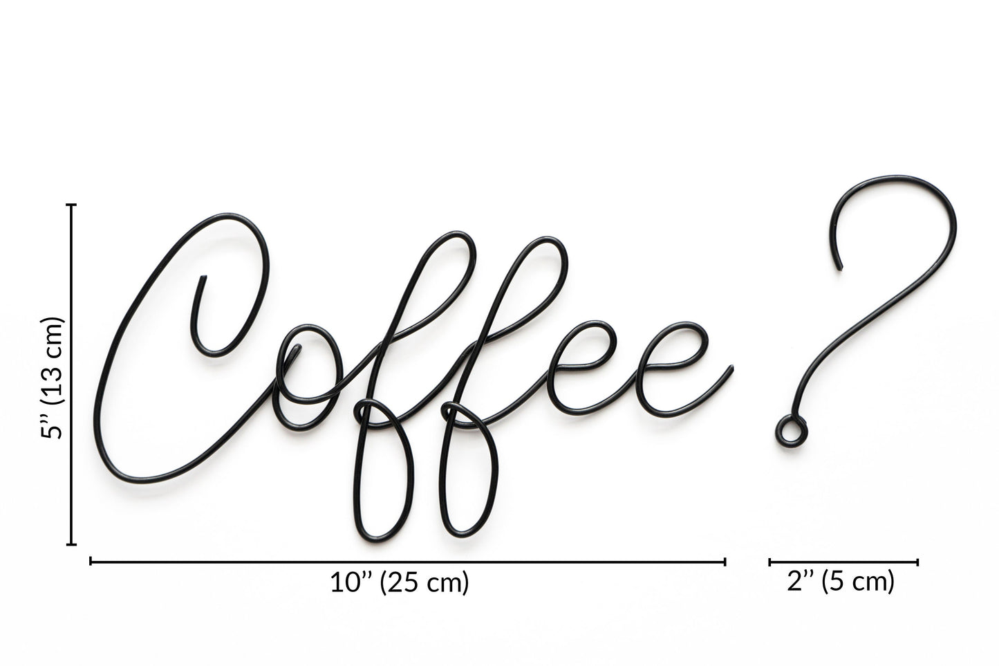 Wire "Coffee?" Wall Art: Ki“Coffee?” Wire Wall Art – Handmade Kitchen & Coffee Bar Décor – Minimalist Aluminum Wall Sign Gift for Coffee Loverstchen Cafe Decor