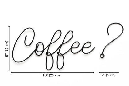 Wire "Coffee?" Wall Art: Ki“Coffee?” Wire Wall Art – Handmade Kitchen & Coffee Bar Décor – Minimalist Aluminum Wall Sign Gift for Coffee Loverstchen Cafe Decor