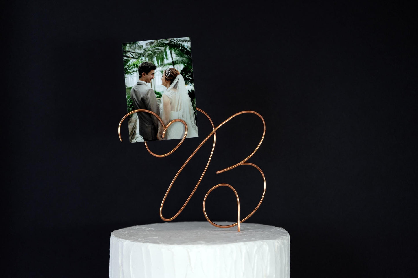 Custom Initial Cake Topper with Photo Holder – Handmade Wire