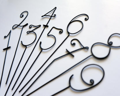 Wire Elegant Wedding Table Numbers – Handmade Aluminum Centerpiece Numbers – Minimalist Wedding & Event Décor