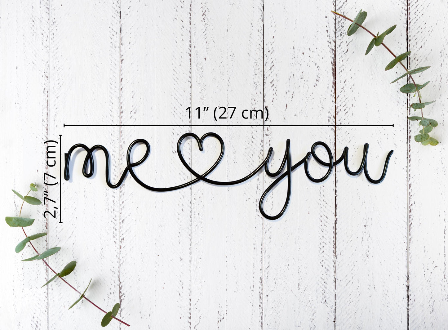 “Me ♥ You” Wire Wall Art – Handmade Romantic Home Decor – Minimalist Aluminum Love Sign Gift