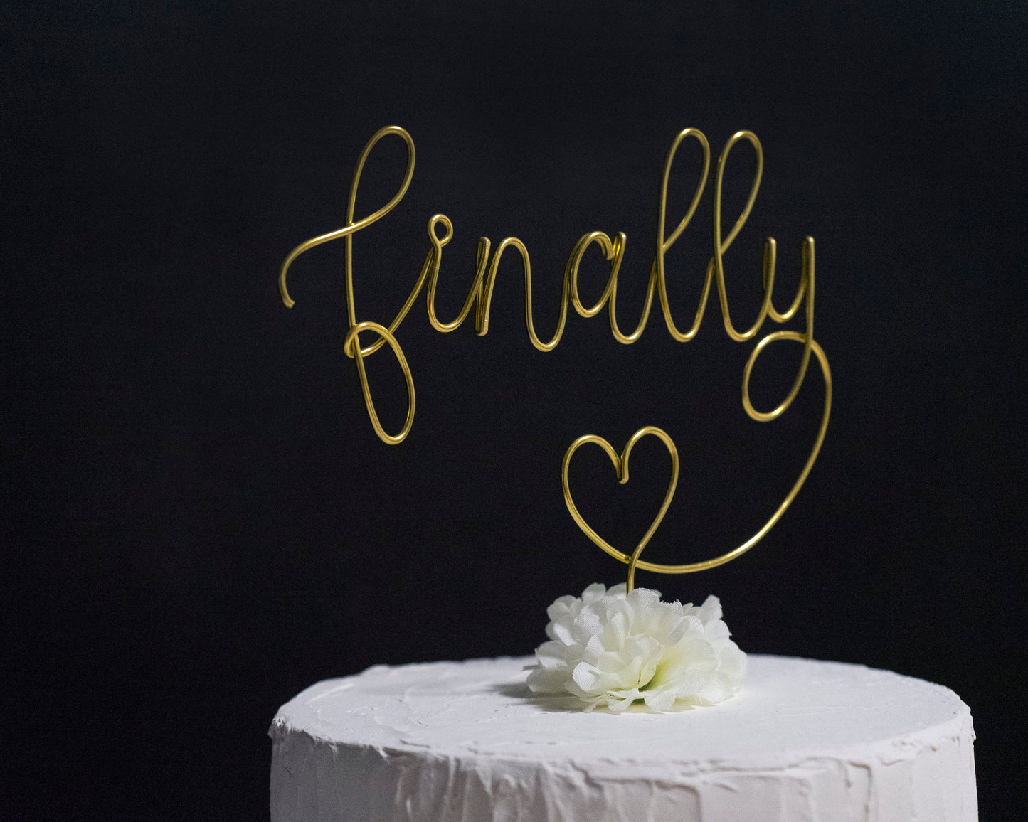 “Finally” Wire Cake Topper – Handmade Wedding, Engagement & Anniversary Cake Decoration – Romantic Keepsake Gift