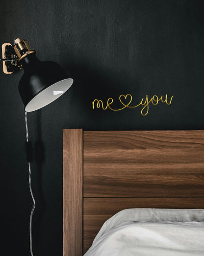 “Me ♥ You” Wire Wall Art – Handmade Romantic Home Decor – Minimalist Aluminum Love Sign Gift
