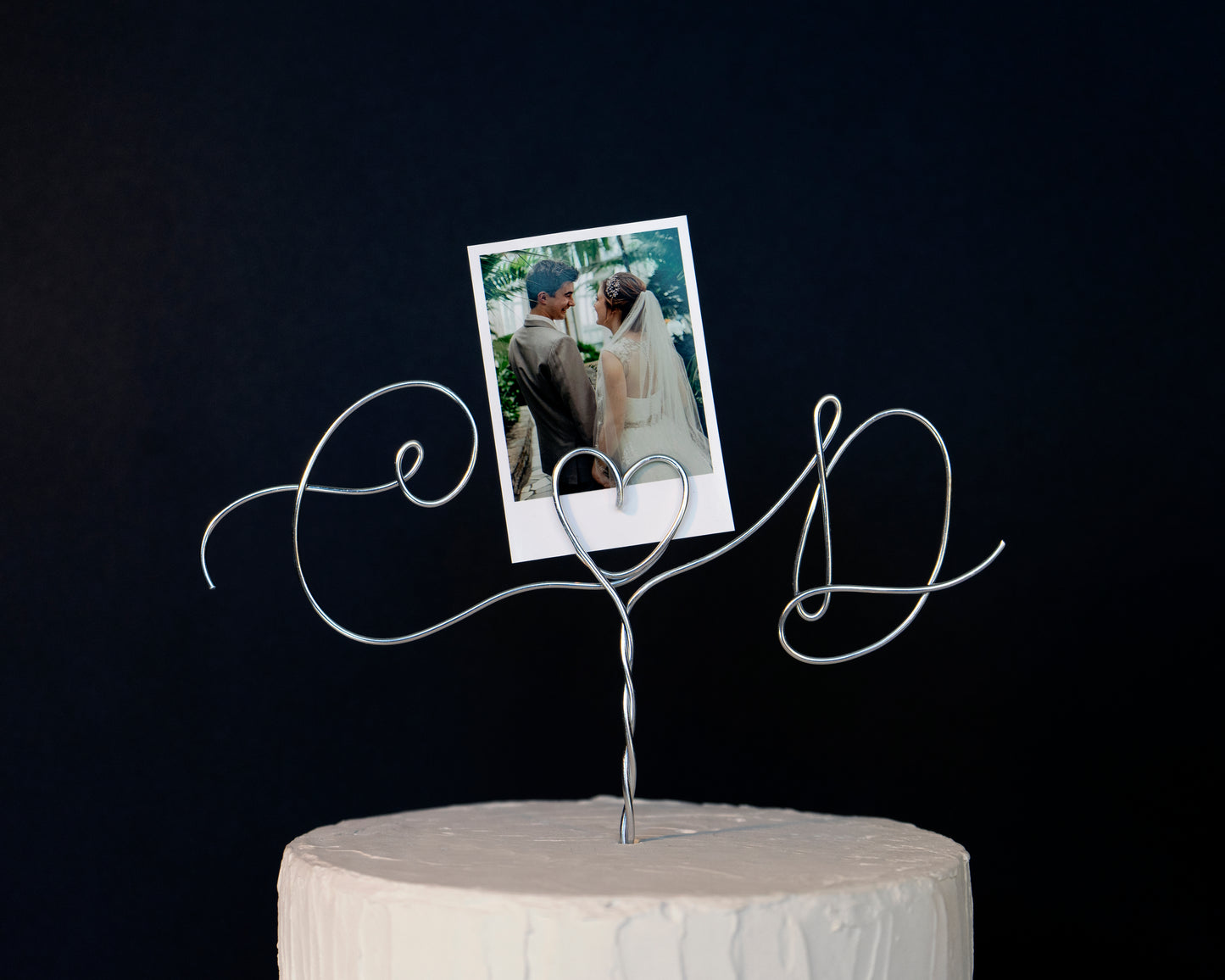 Custom Two Initial Cake Topper with Photo Holder – Handmade Wire