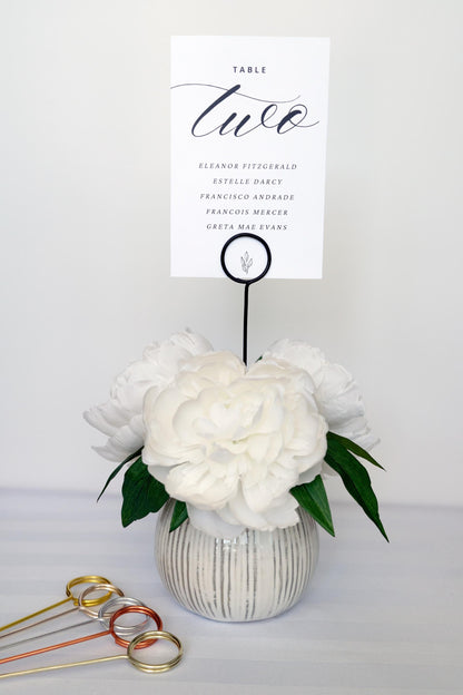 Minimalist Wire Table Number Holder on Stick – Modern Wedding Table Decor