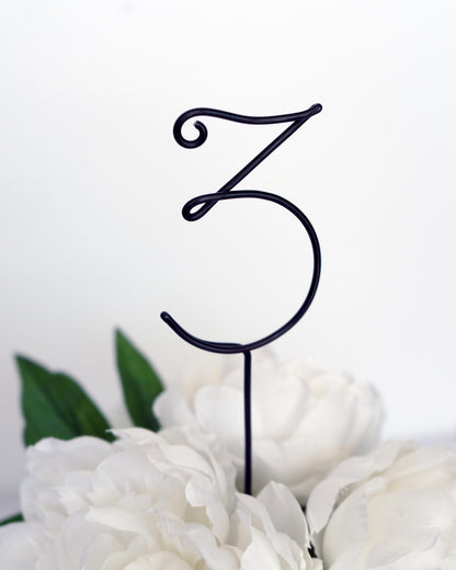 Wire Elegant Wedding Table Numbers – Handmade Aluminum Centerpiece Numbers – Minimalist Wedding & Event Décor