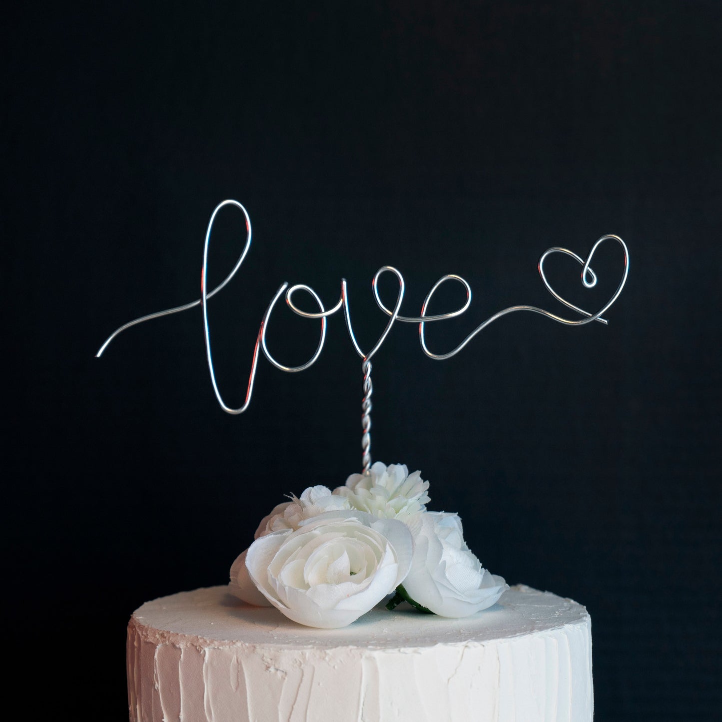 “Love” Wire Cake Topper – Handmade Wedding Cake Decoration – Minimalist Romantic Engagement or Anniversary Keepsake
