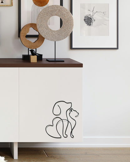 Cat & Dog Silhouette Wire Wall Art – Minimalist Pet Decor for Home & Gift