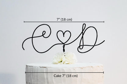 Custom Couple Initials Cake Topper – Handmade Wire Wedding, Engagement & Anniversary Decoration – Romantic Keepsake Gift
