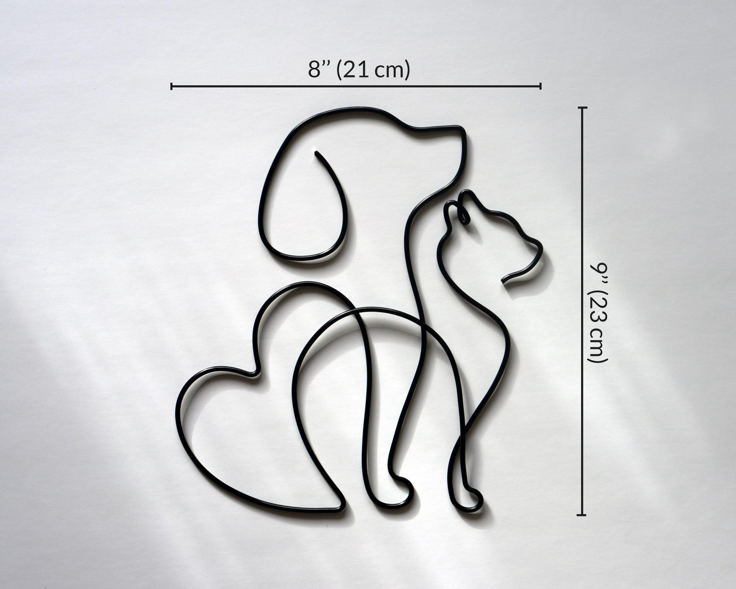 Cat & Dog Silhouette Wire Wall Art – Minimalist Pet Decor for Home & Gift