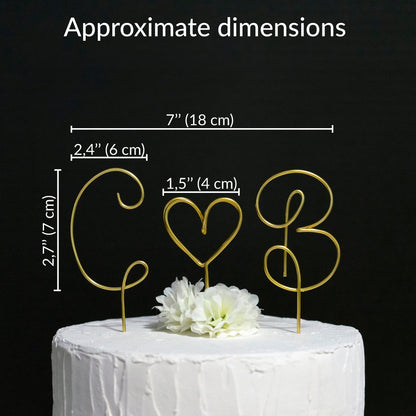 Custom Couple Initials Cake Topper with Heart Photo Holder – Personalized Wire Wedding Topper