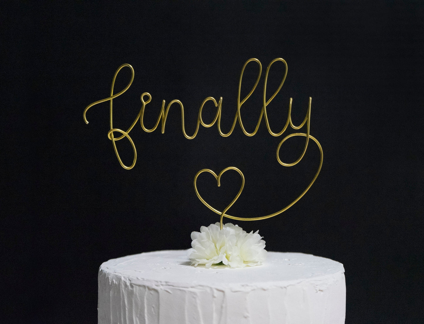 “Finally” Wire Cake Topper – Handmade Wedding, Engagement & Anniversary Cake Decoration – Romantic Keepsake Gift