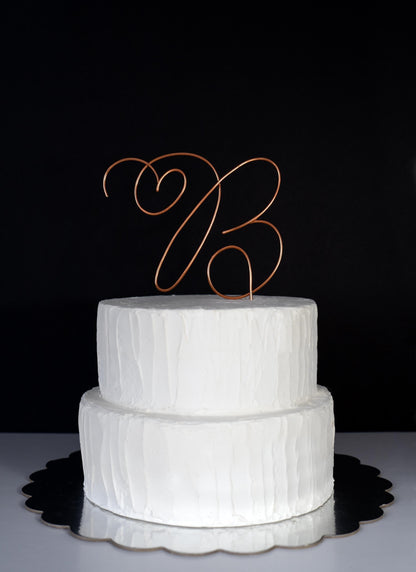 Custom Initial Cake Topper with Photo Holder – Handmade Wire