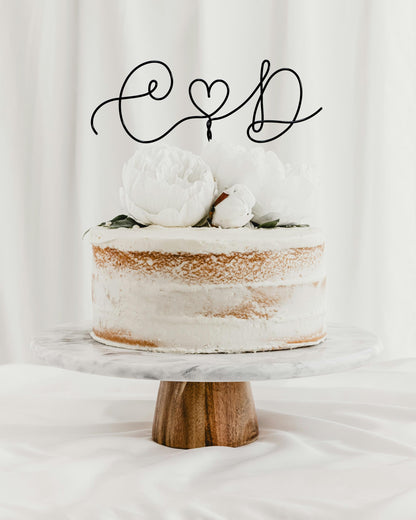 Custom Couple Initials Cake Topper – Handmade Wire Wedding, Engagement & Anniversary Decoration – Romantic Keepsake Gift