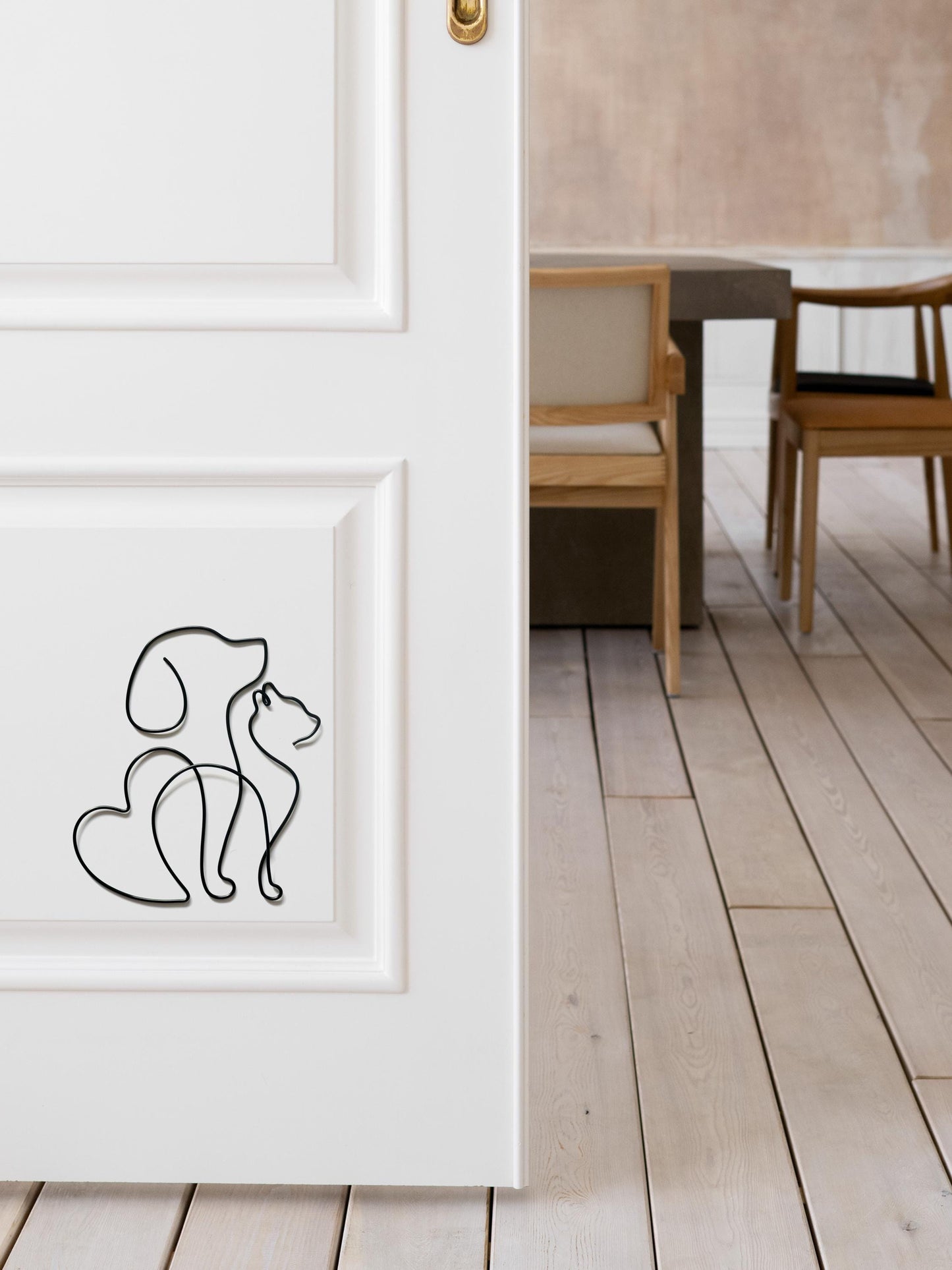 Cat & Dog Silhouette Wire Wall Art – Minimalist Pet Decor for Home & Gift