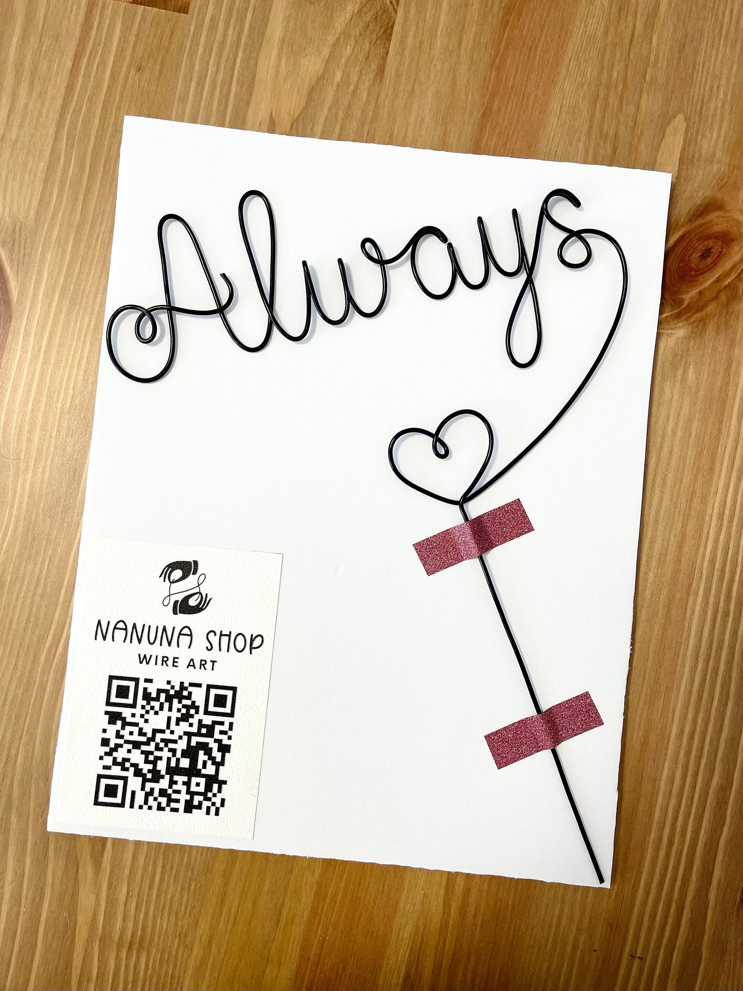 “Always” Wire Cake Topper – Handmade Wedding Cake Decoration – Romantic Heart Keepsake