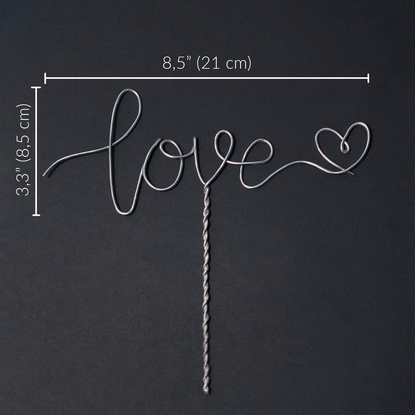“Love” Wire Cake Topper – Handmade Wedding Cake Decoration – Minimalist Romantic Engagement or Anniversary Keepsake